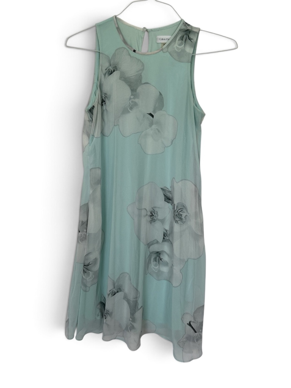 Calvin Klein Seafoam Floral A-Line Mini Dress